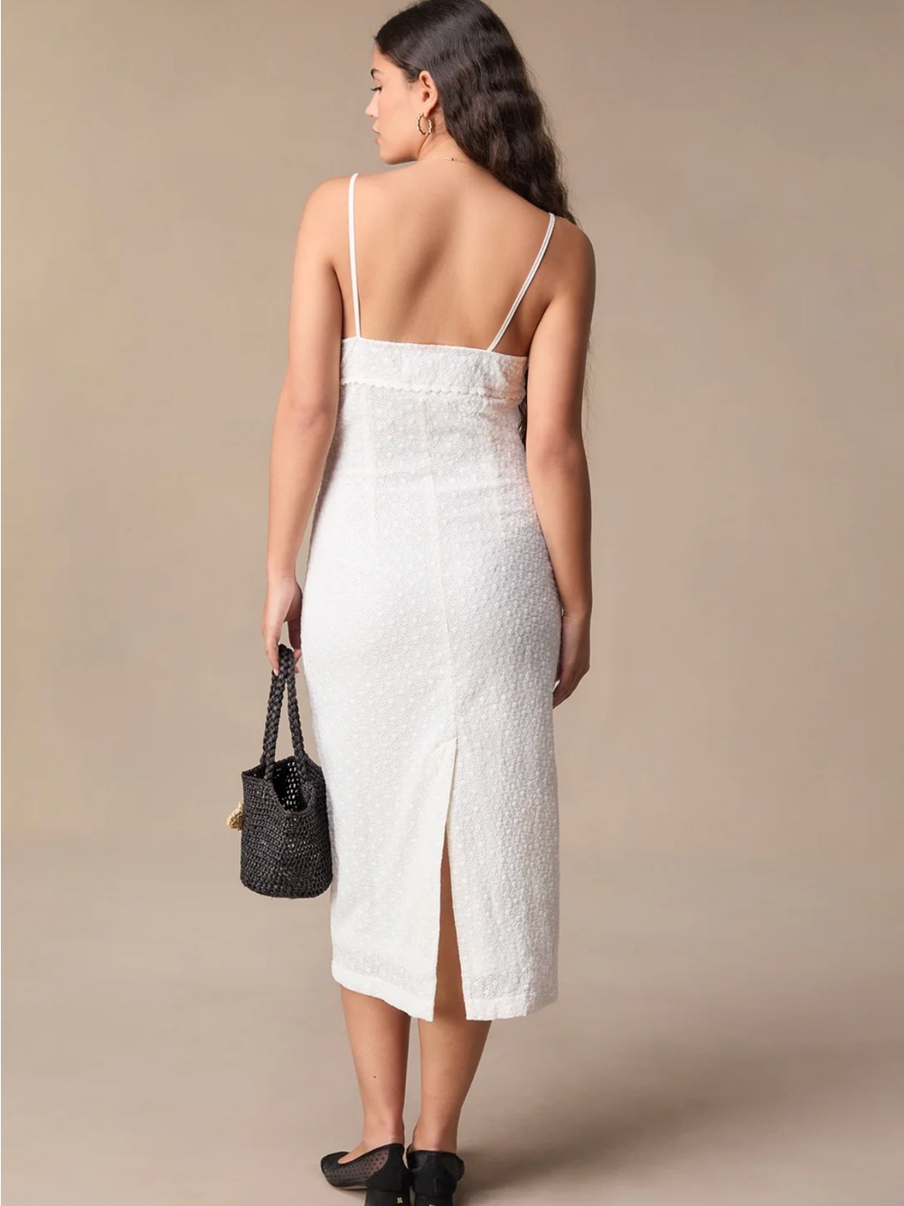 Rouje White Spaghetti-Strap Midi Dress - Picture 4 of 6